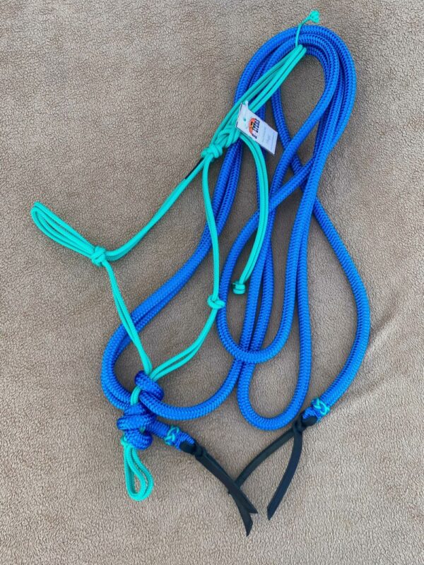 Sunset Halters Knotenhalfter TEAL mit Mecate