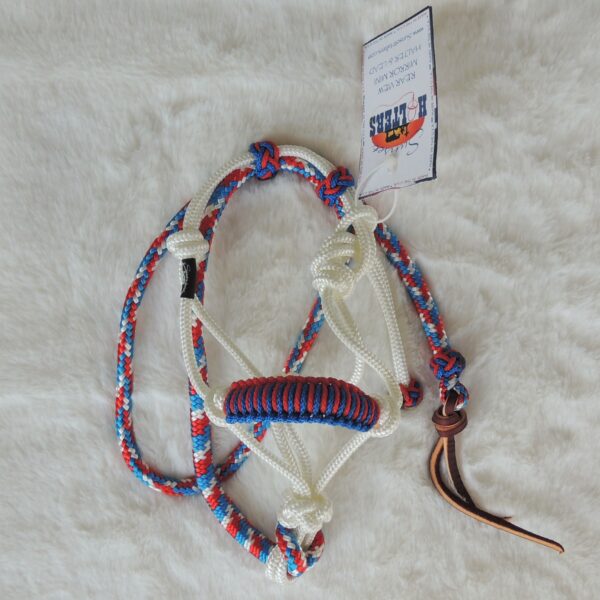 Sunset Halters Deko-Knotenhalfter mit Leadrope Weiss Rot