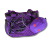 Violettes Reitset mit Schabracke, Zaumzeug & Reithelmüberzug