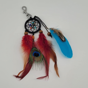 Free Spirit Traumfänger Indian - Schwarz mit bunten Federn