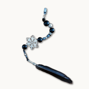 Mähnen-Federclip Schneeflocke mit echter Krähenfeder