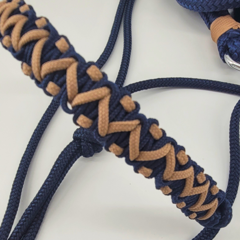 Free Spirit Knotenhalfter Snake mit Bodenarbeitsseil PONY in Marineblau