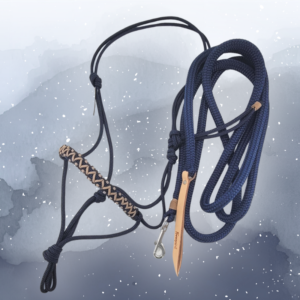 Free Spirit Knotenhalfter Snake mit Bodenarbeitsseil PONY in Marineblau