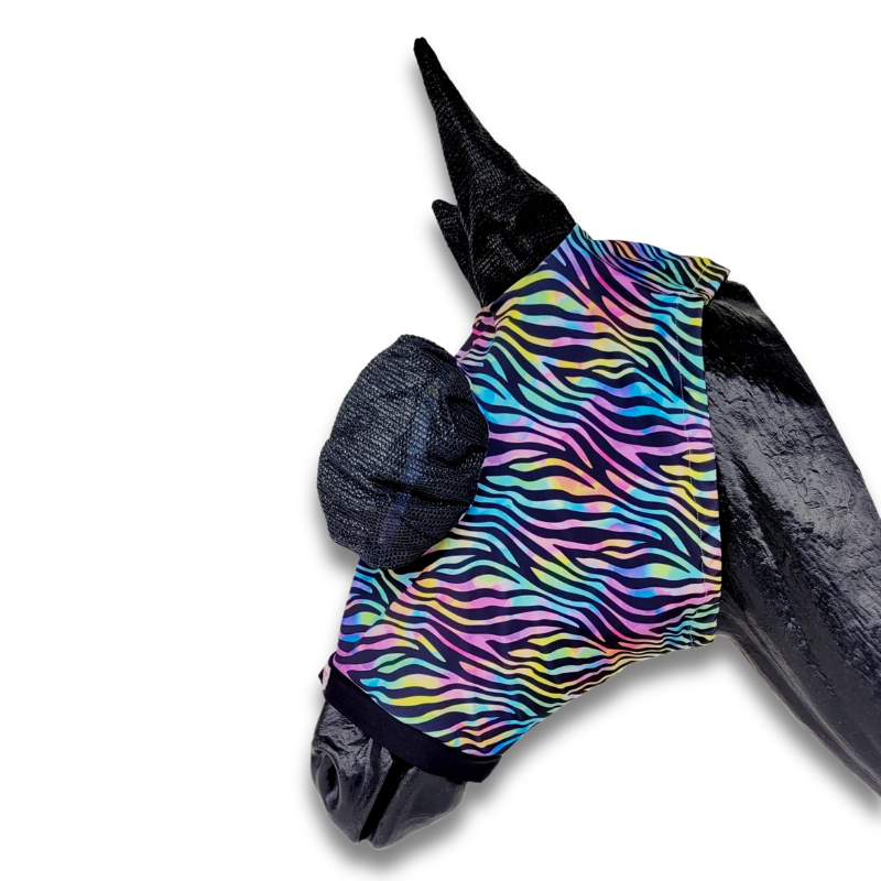 Buggez Bugeyes 90% UV Soft Mesh – mit 99% UV Netz-Ohren Neon Zebra Warmblut
